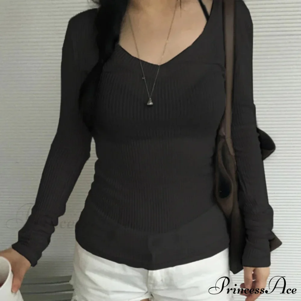 Fitted Cropped Sheer V-neck Blouse Women - Image 6
