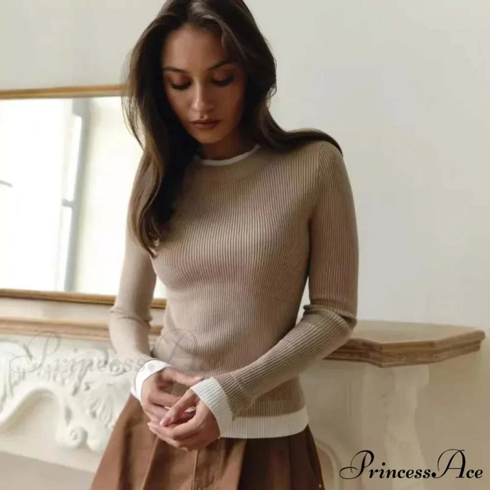 Fitted Sleek Extended Sleeve Round-neck Sweater