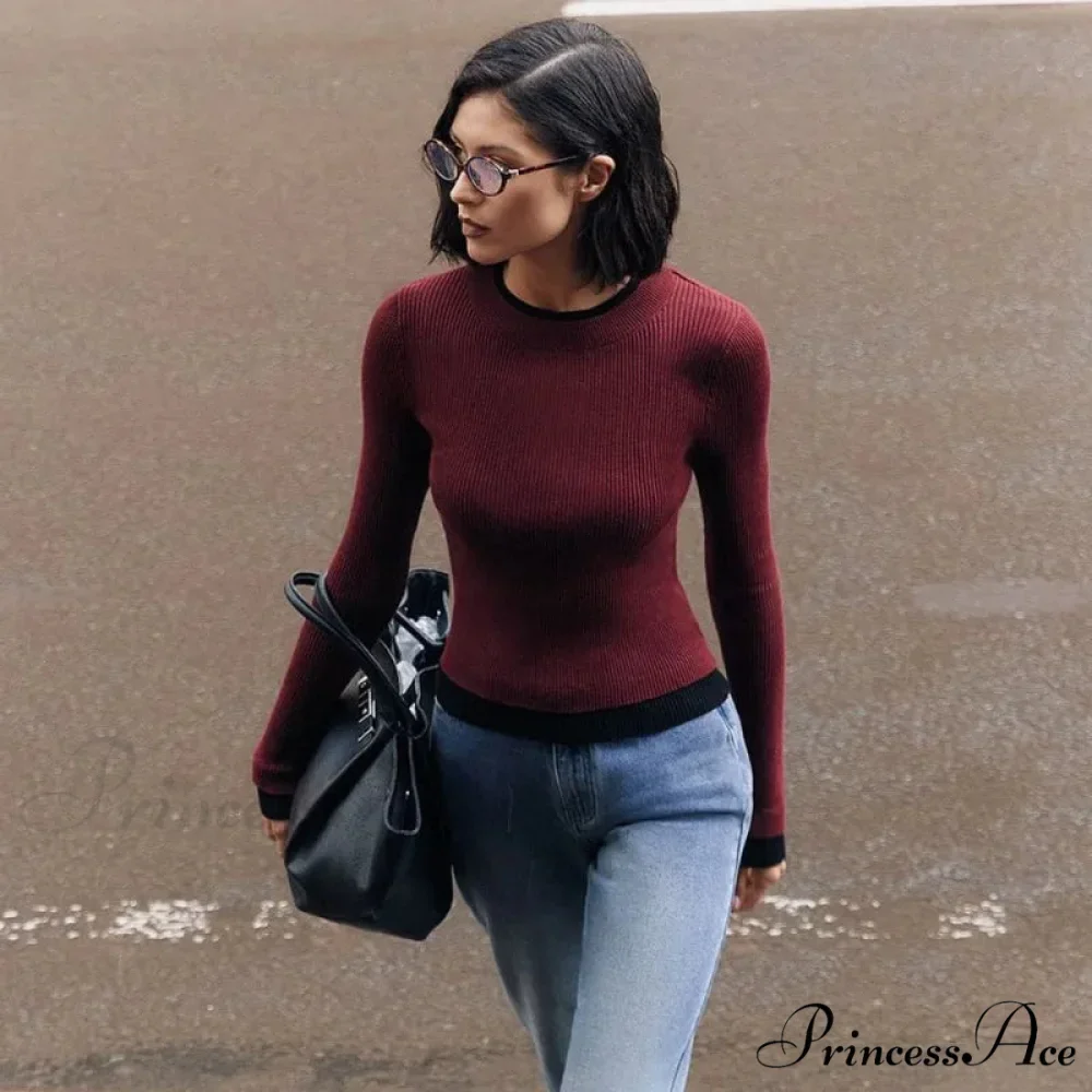 Fitted Sleek Extended Sleeve Round-neck Sweater - Image 5