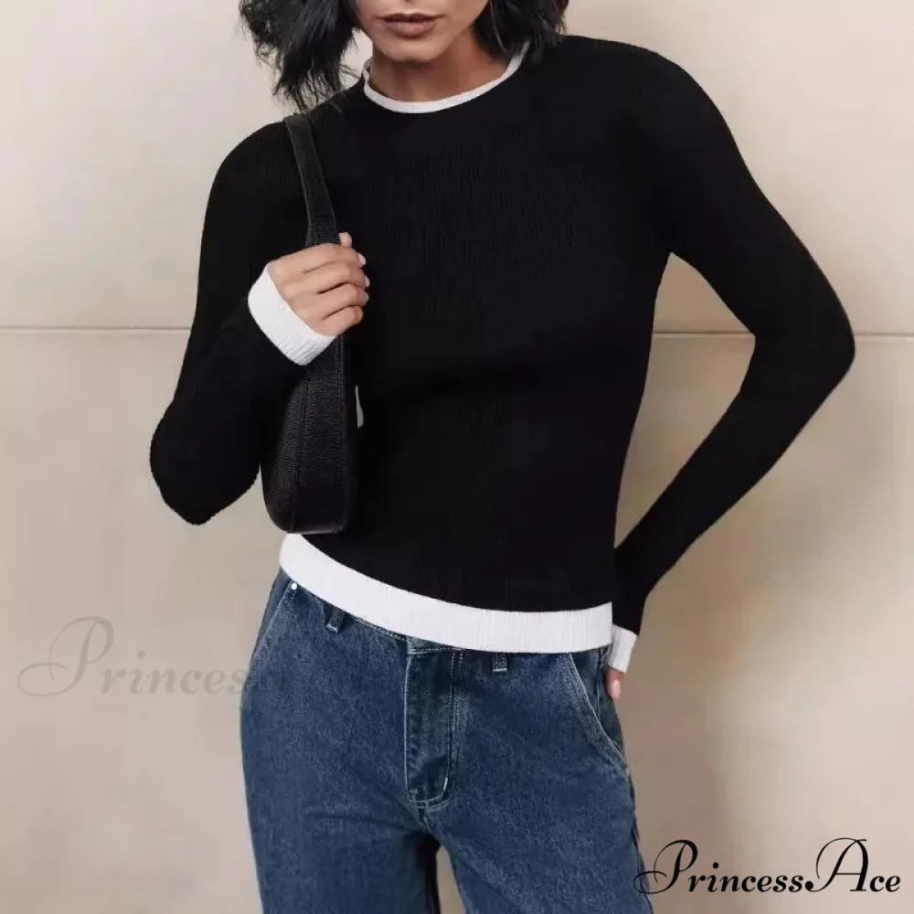 Fitted Sleek Extended Sleeve Round-neck Sweater - Image 7