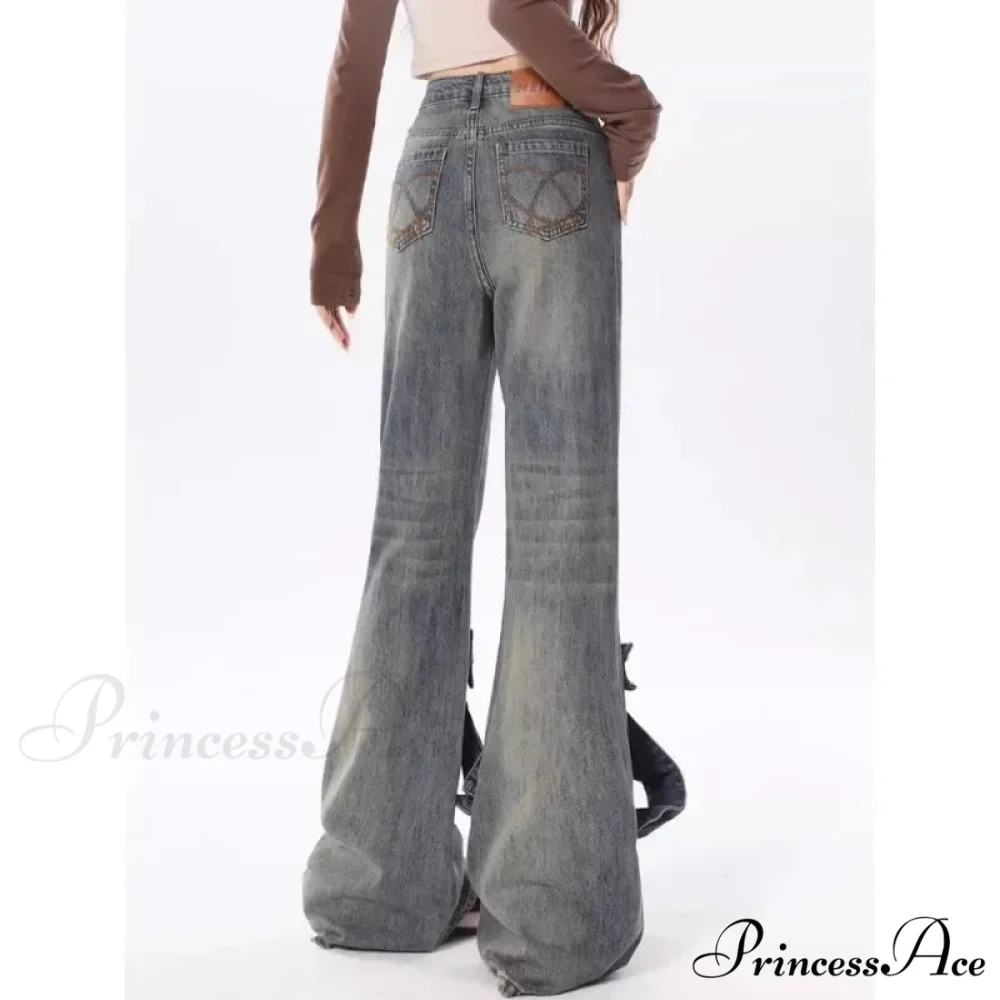 Flare Trousers Women Bow Patchwork Pants - Image 5