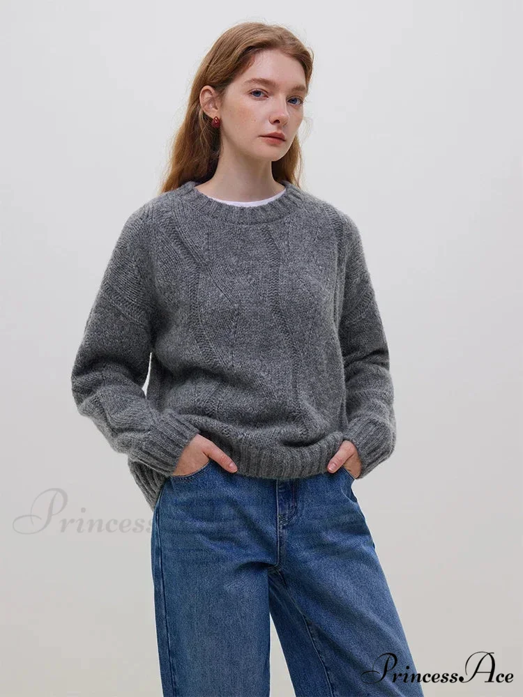 Fleece Angora Perforated Drop Sleeve Pullover - Image 2