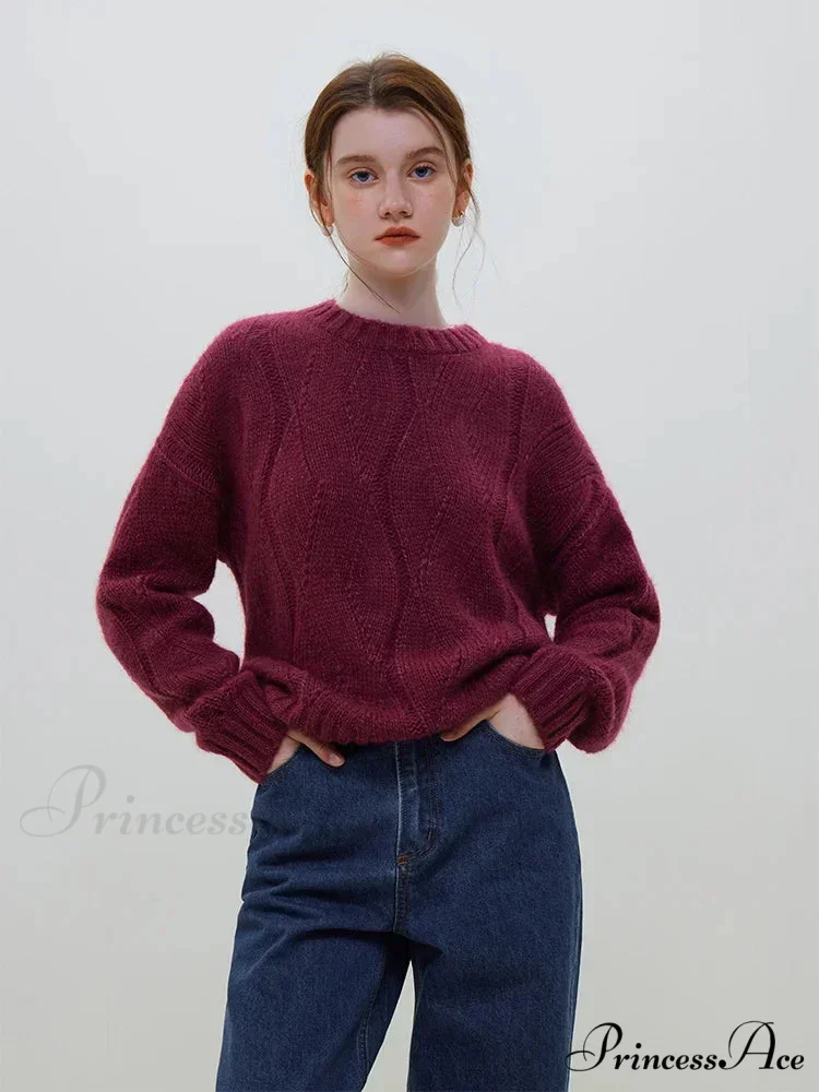 Fleece Angora Perforated Drop Sleeve Pullover - Image 3