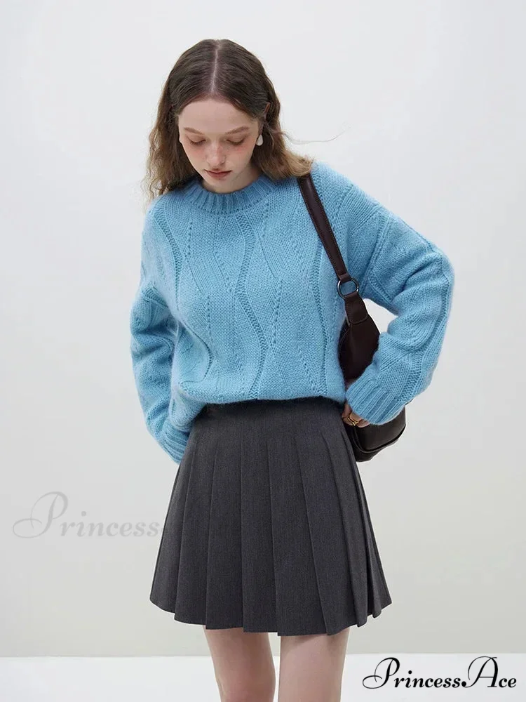 Fleece Angora Perforated Drop Sleeve Pullover - Image 7