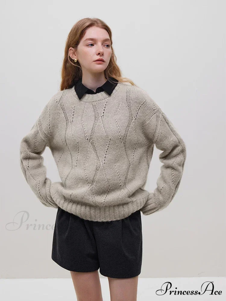 Fleece Angora Perforated Drop Sleeve Pullover - Image 8