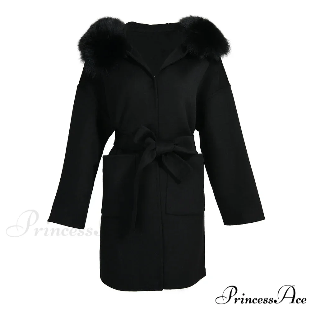 Fleece Sly Fur Hooded Winter Overcoat - Image 13
