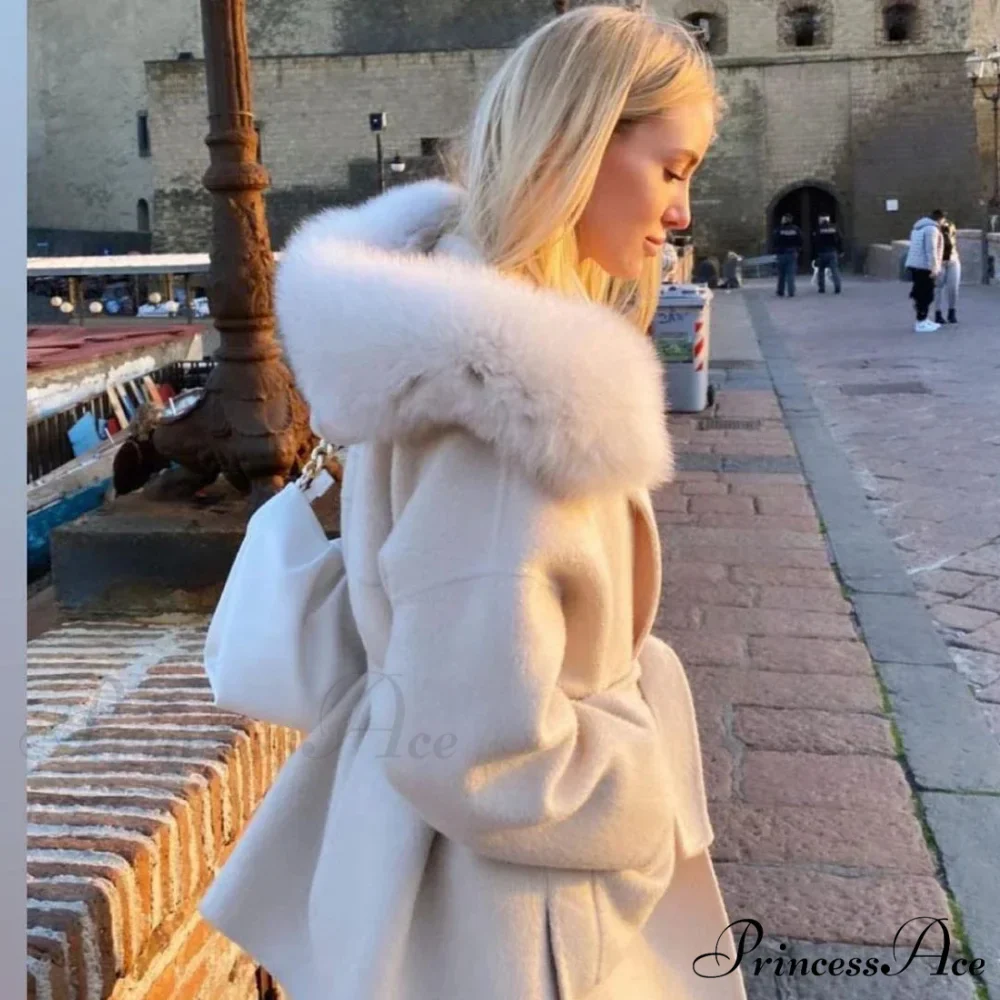 Fleece Sly Fur Hooded Winter Overcoat - Image 2