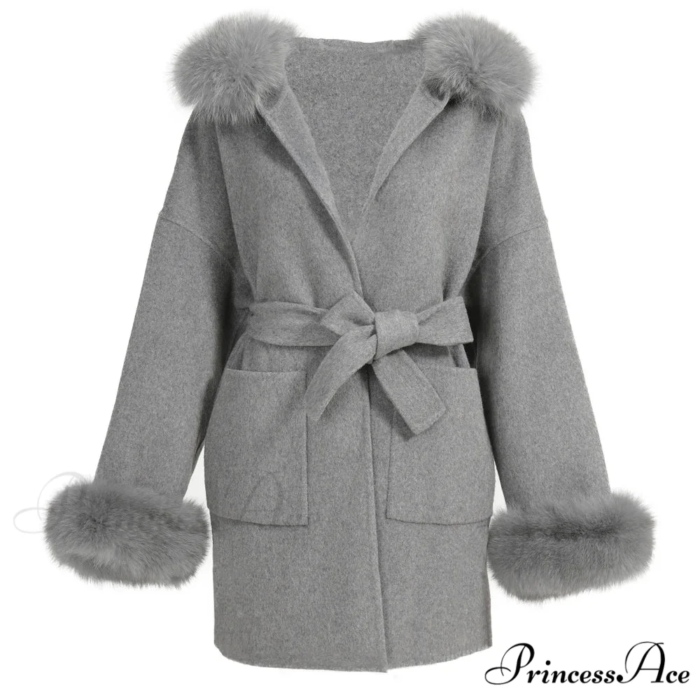 Fleece Sly Fur Hooded Winter Overcoat - Image 4