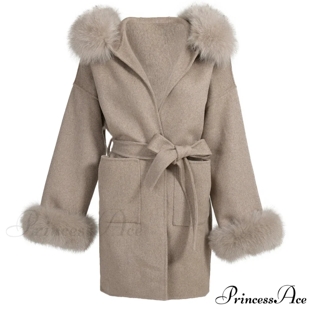 Fleece Sly Fur Hooded Winter Overcoat - Image 6