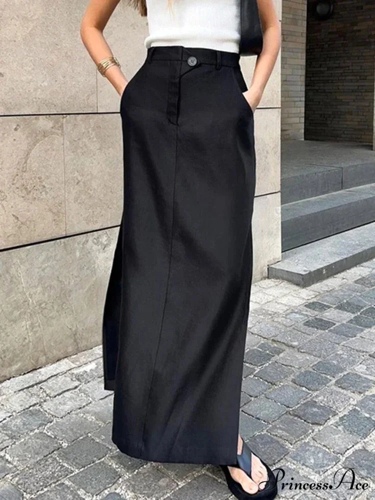 Flexible Button Cotton Divided Skirt - Image 2