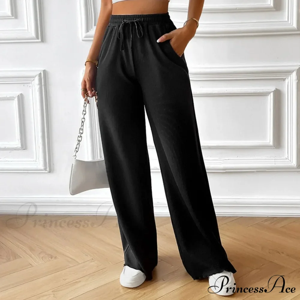 Flexible High Waist Linen Wide Leg Trousers - Image 4