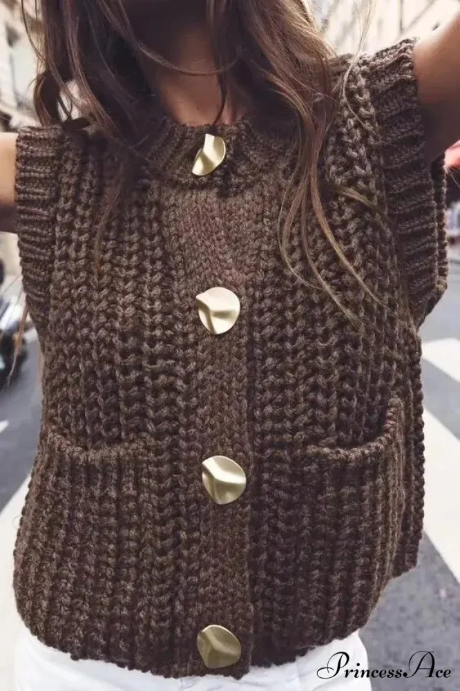Flexible Rough Needle Knitted Sleeveless Sweater - Image 2