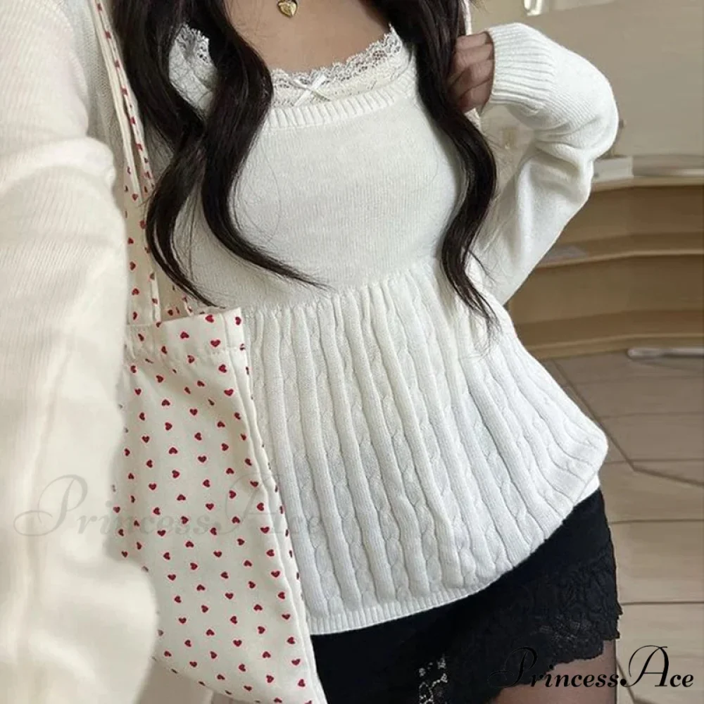 Flirtatious Knitted Sweaters Babydoll Blouses Extended Sleeve Knitwear Females - Image 14