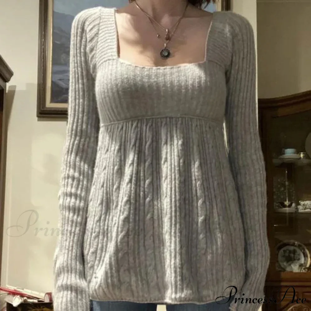 Flirtatious Knitted Sweaters Babydoll Blouses Extended Sleeve Knitwear Females - Image 2