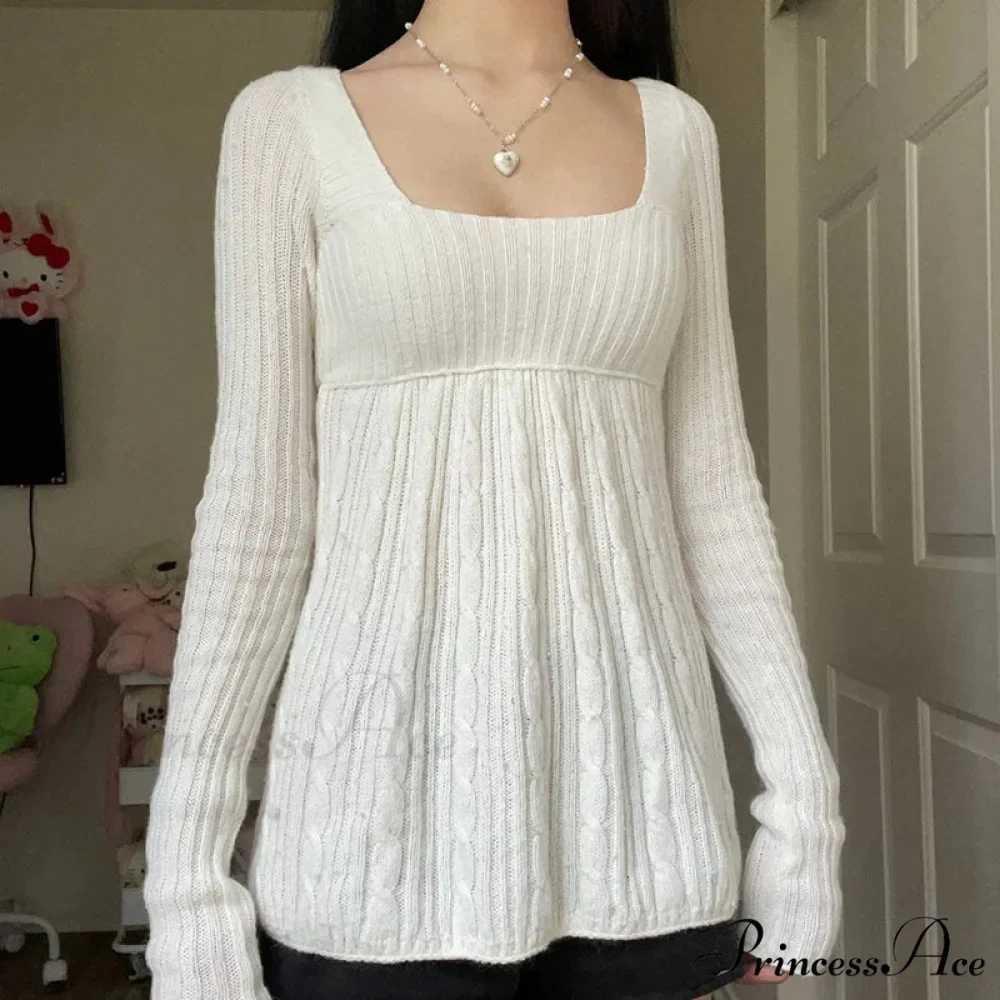 Flirtatious Knitted Sweaters Babydoll Blouses Extended Sleeve Knitwear Females - Image 3