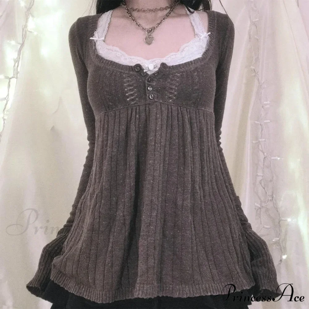 Flirtatious Knitted Sweaters Babydoll Blouses Extended Sleeve Knitwear Females - Image 5