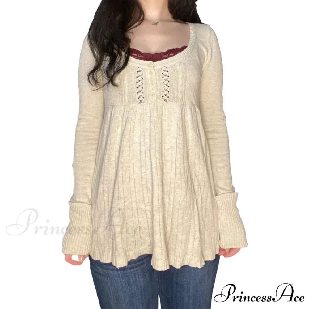 Flirtatious Knitted Sweaters Babydoll Blouses Extended Sleeve Knitwear Females - Image 7