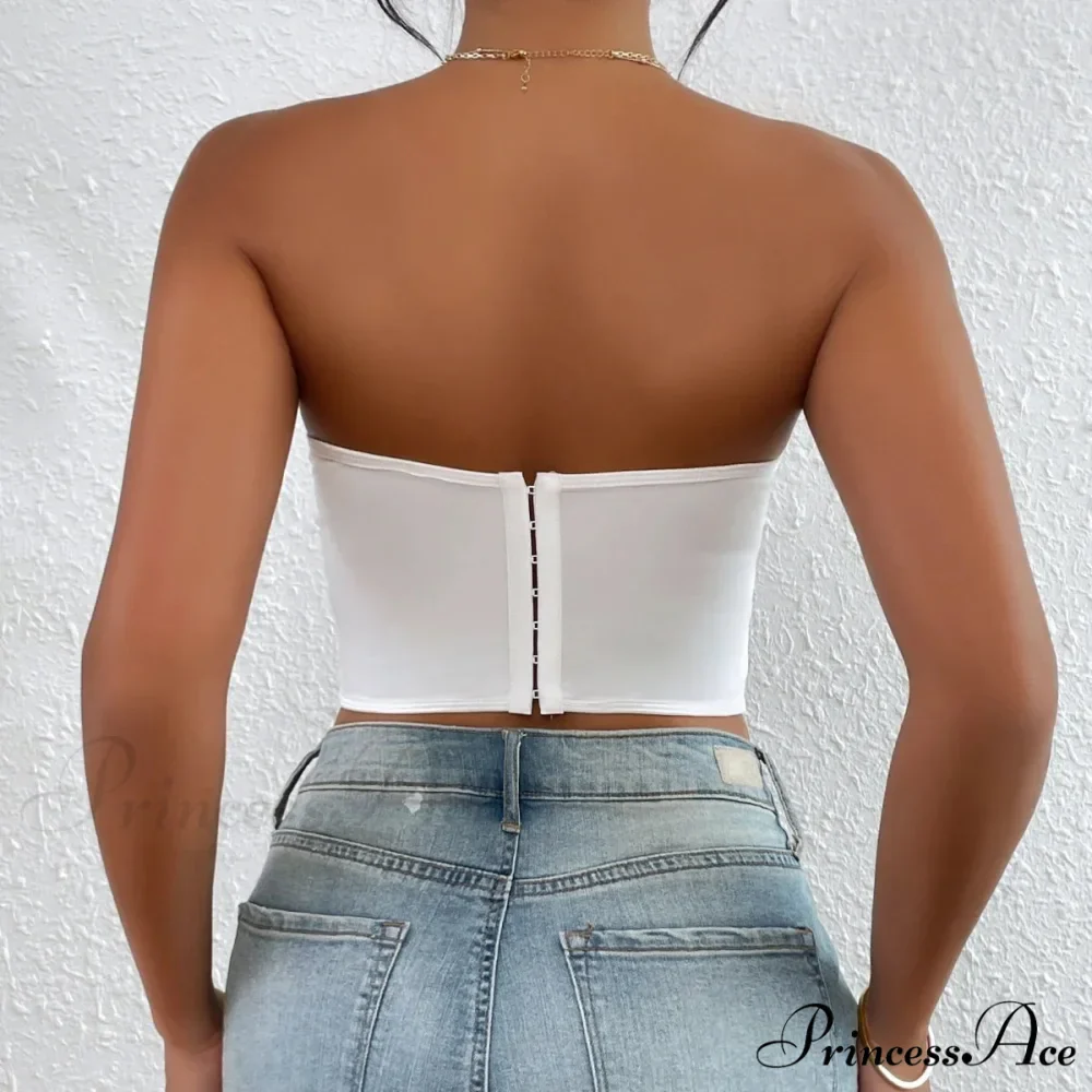 Floral Korean Open-Back Fishbone Corset Top - Image 2