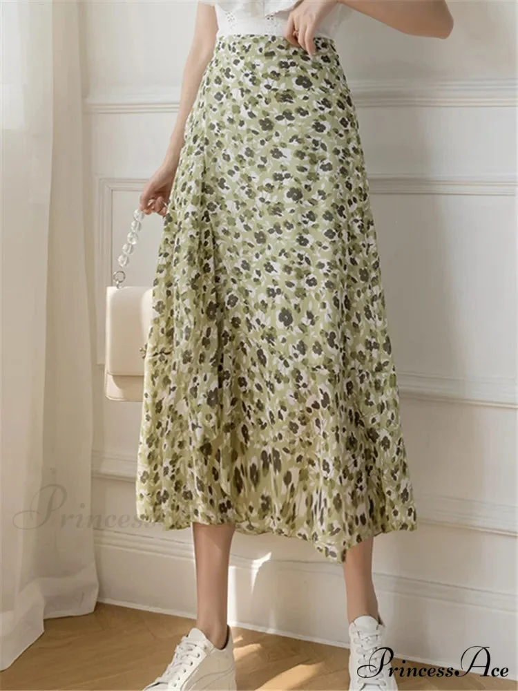 Floral Pattern A-Line Bohemian Retro Skirt Summer Spring - Image 10
