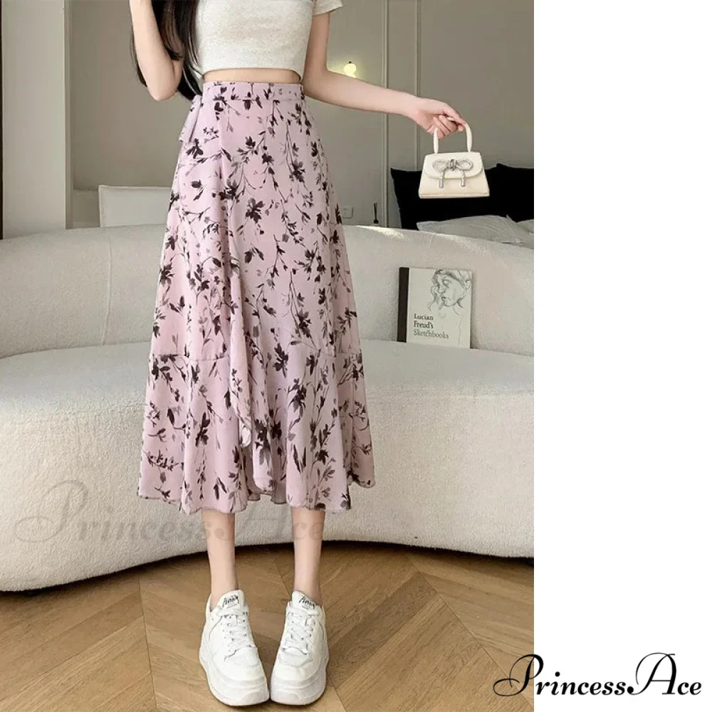 Floral Pattern A-Line Bohemian Retro Skirt Summer Spring - Image 12