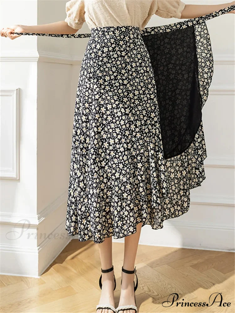 Floral Pattern A-Line Bohemian Retro Skirt Summer Spring - Image 13