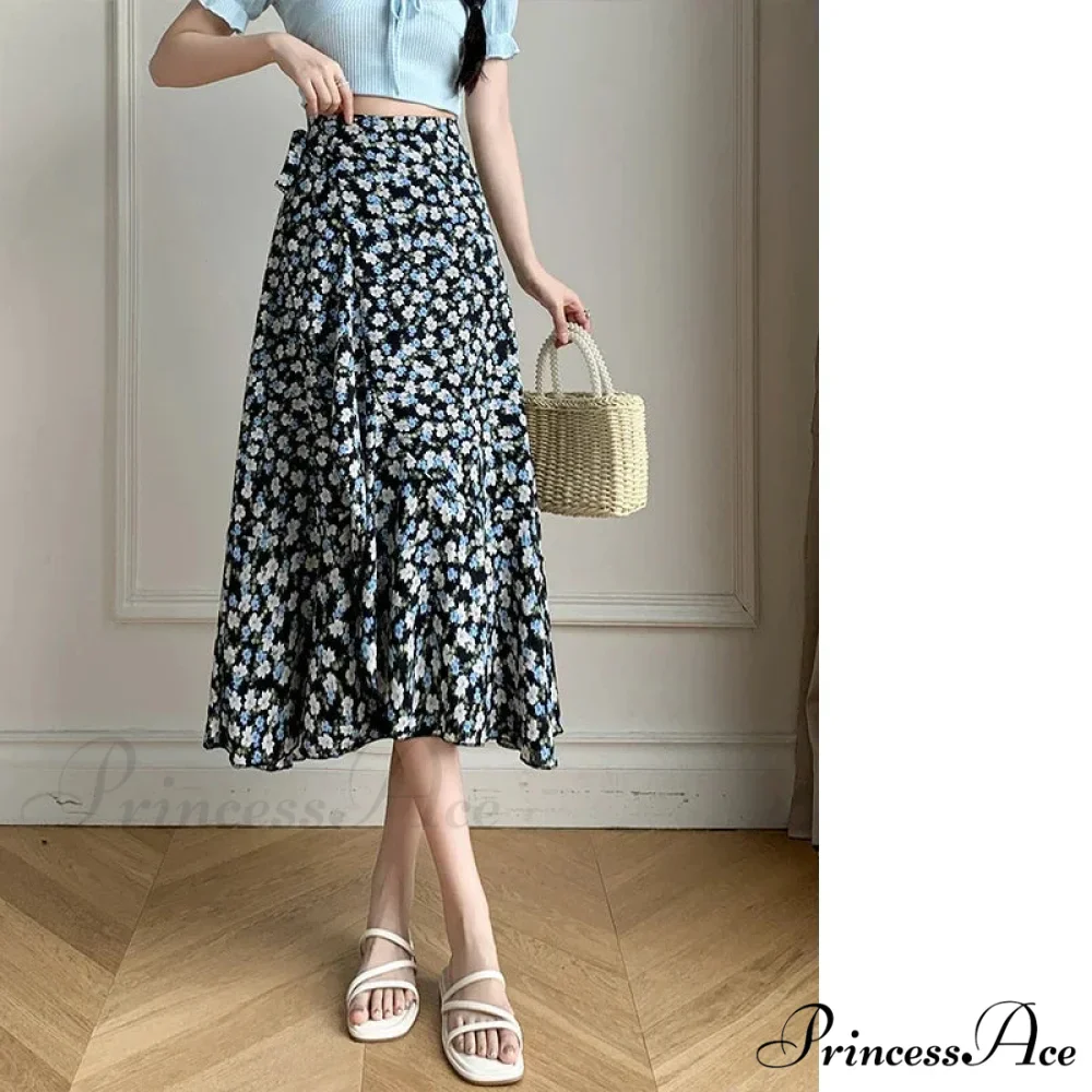 Floral Pattern A-Line Bohemian Retro Skirt Summer Spring - Image 14