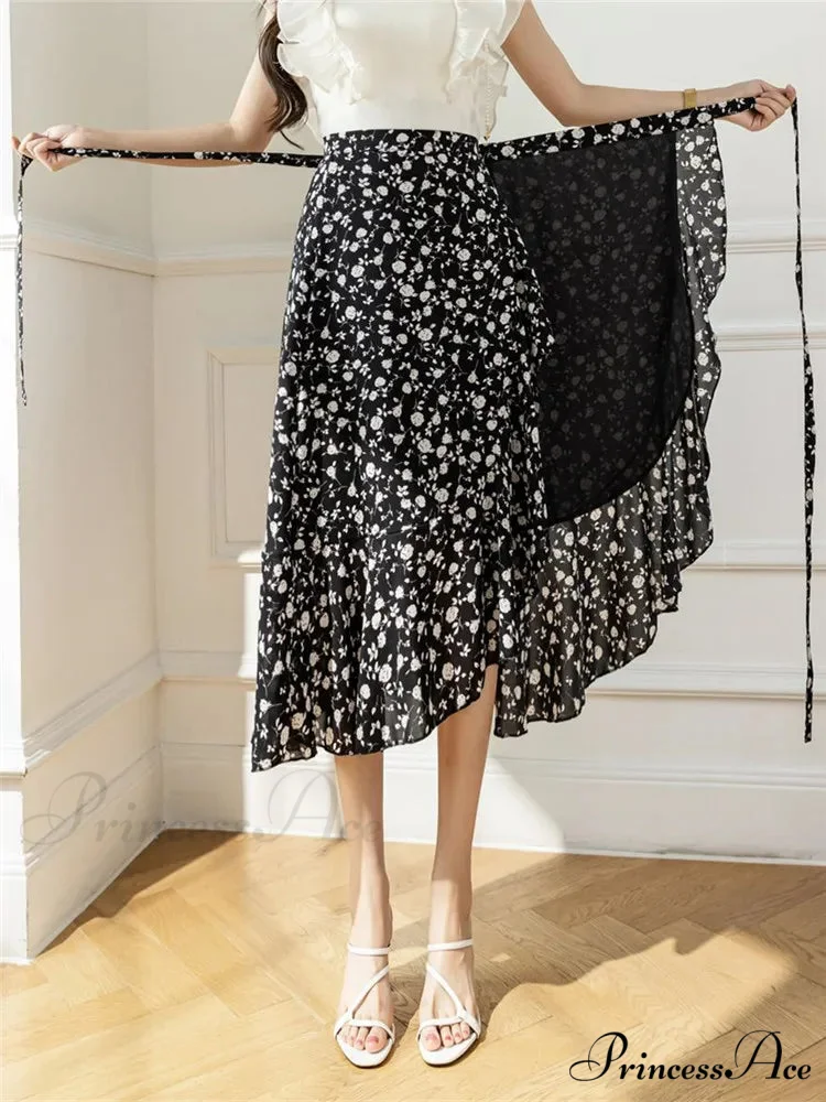 Floral Pattern A-Line Bohemian Retro Skirt Summer Spring - Image 18