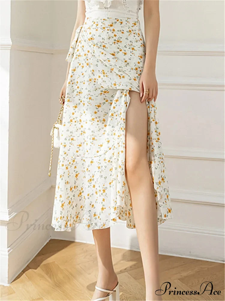 Floral Pattern A-Line Bohemian Retro Skirt Summer Spring - Image 2