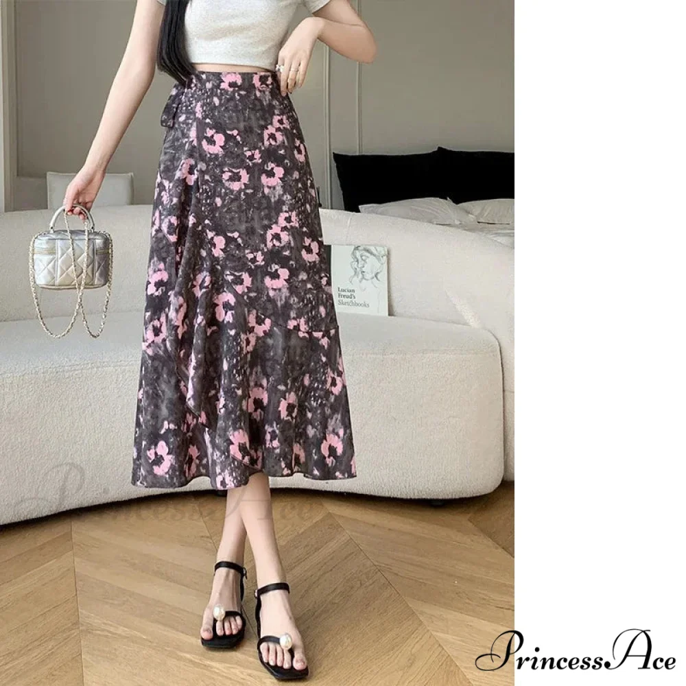 Floral Pattern A-Line Bohemian Retro Skirt Summer Spring - Image 21