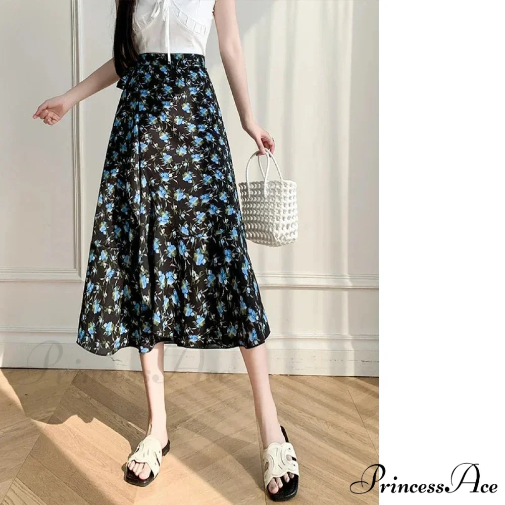 Floral Pattern A-Line Bohemian Retro Skirt Summer Spring - Image 22