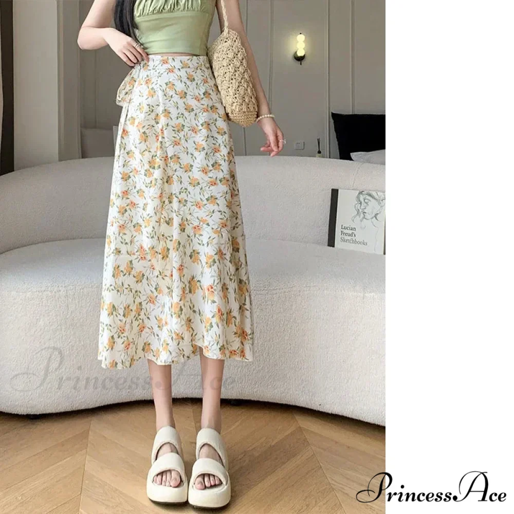 Floral Pattern A-Line Bohemian Retro Skirt Summer Spring - Image 23