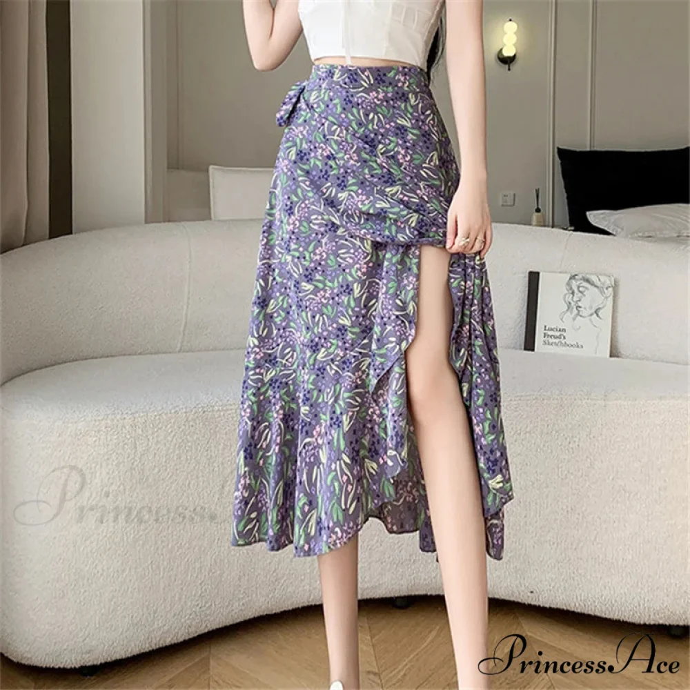 Floral Pattern A-Line Bohemian Retro Skirt Summer Spring - Image 31