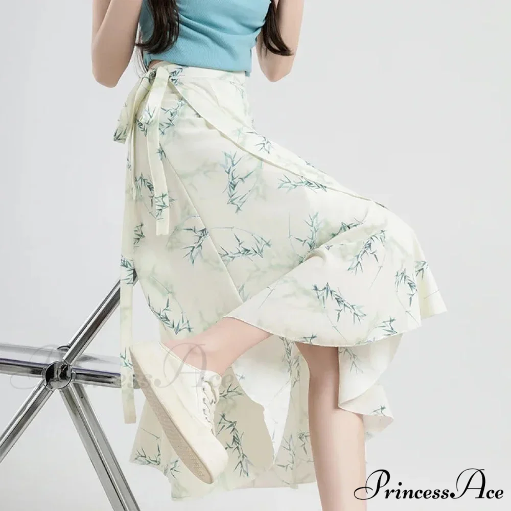 Floral Pattern A-Line Bohemian Retro Skirt Summer Spring - Image 32
