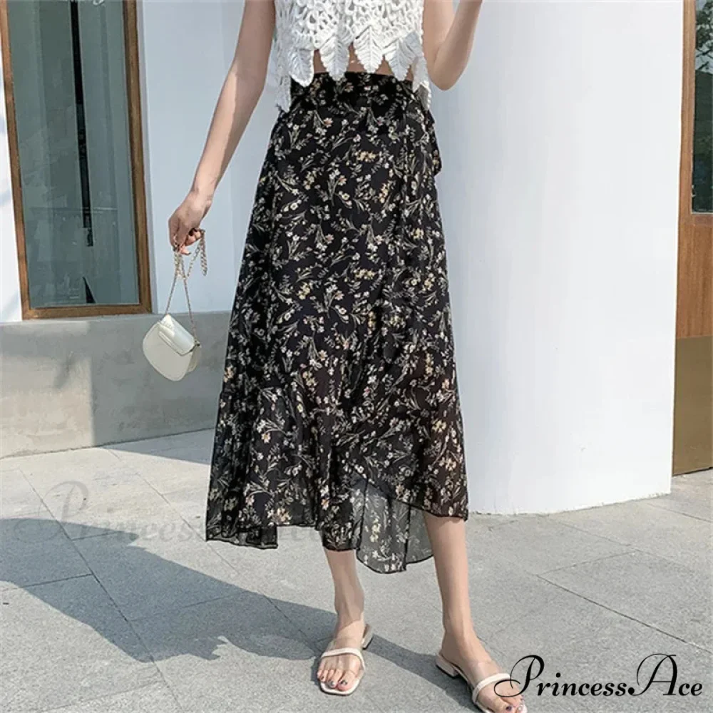 Floral Pattern A-Line Bohemian Retro Skirt Summer Spring - Image 33