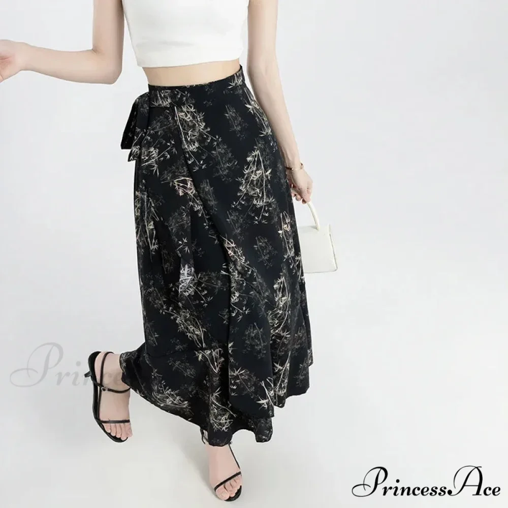 Floral Pattern A-Line Bohemian Retro Skirt Summer Spring - Image 35