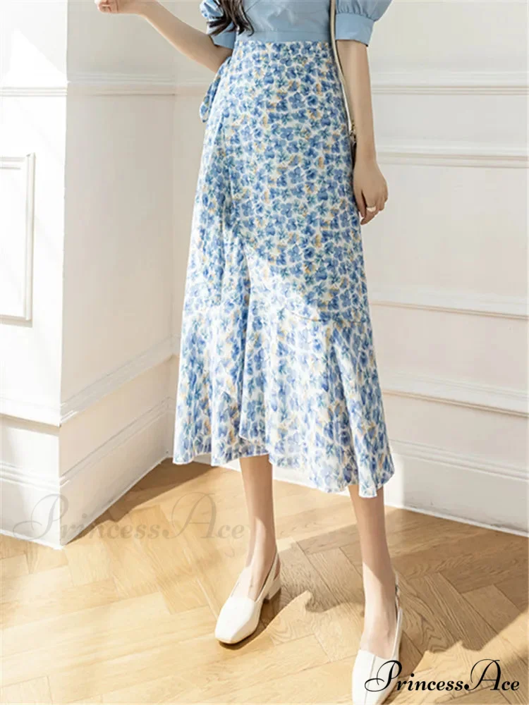 Floral Pattern A-Line Bohemian Retro Skirt Summer Spring - Image 4