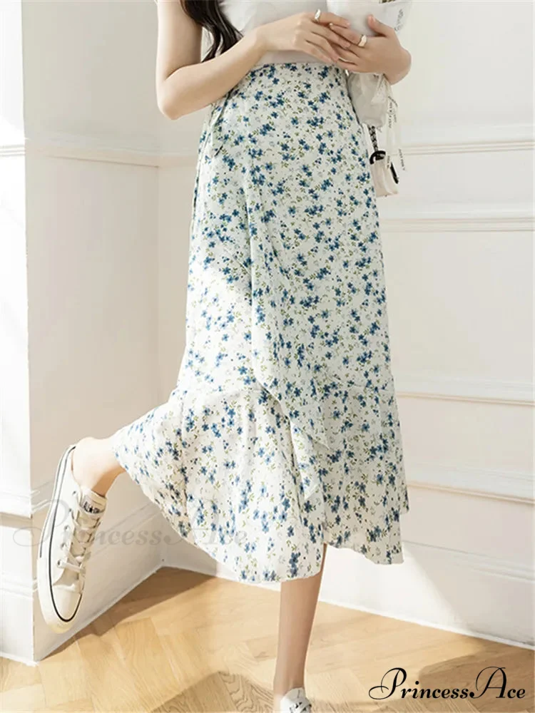 Floral Pattern A-Line Bohemian Retro Skirt Summer Spring - Image 5