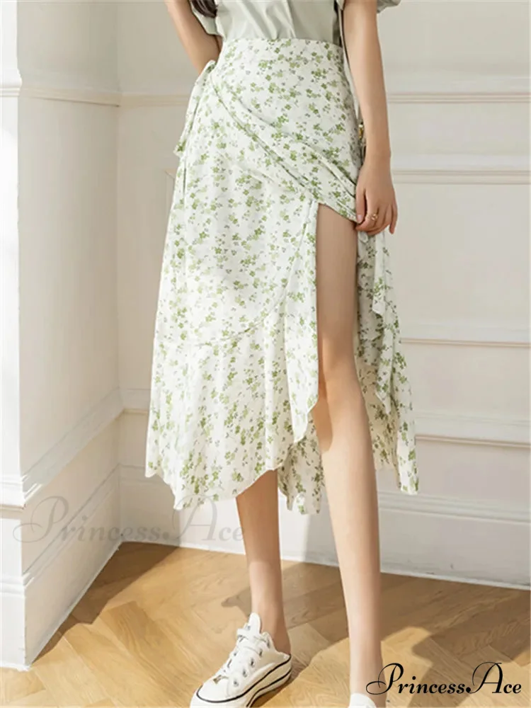 Floral Pattern A-Line Bohemian Retro Skirt Summer Spring - Image 7
