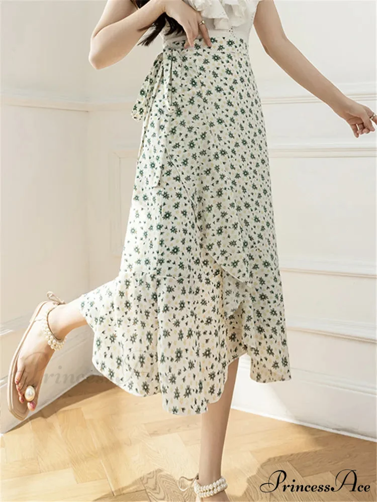 Floral Pattern A-Line Bohemian Retro Skirt Summer Spring - Image 9