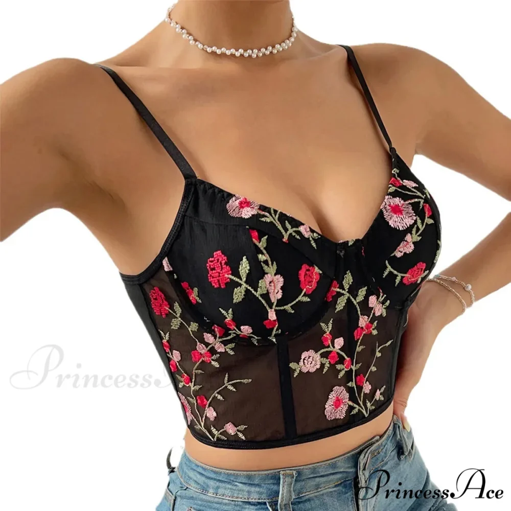 Flower Bustier Crop Top with Clasp Halter Tank - Image 6