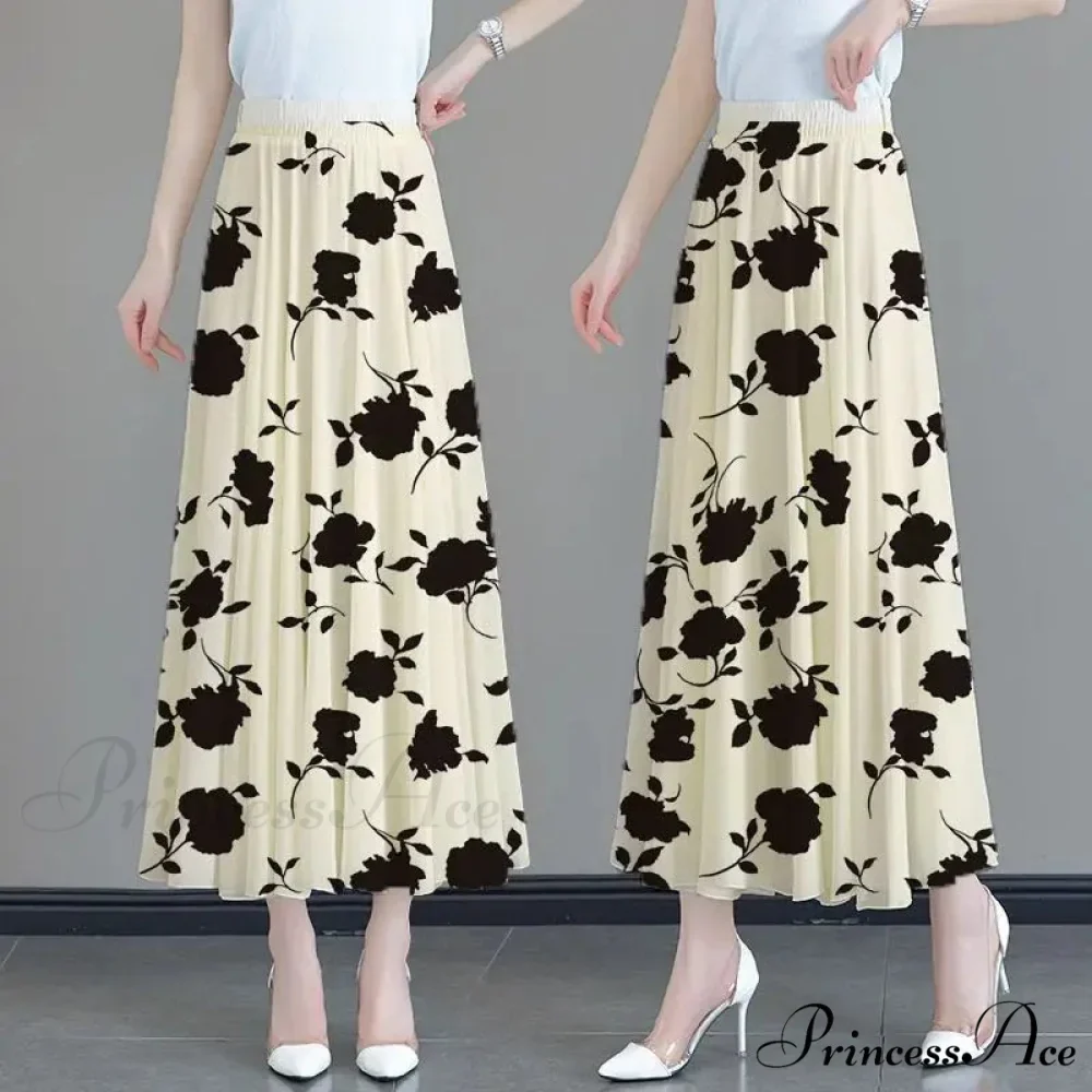 Flower Elevated Waist Patchwork Chiffon Seaside Skirt - Image 10