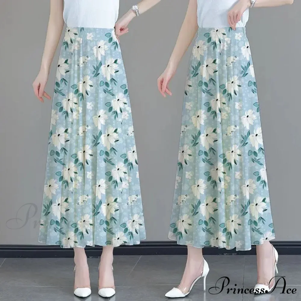 Flower Elevated Waist Patchwork Chiffon Seaside Skirt - Image 2