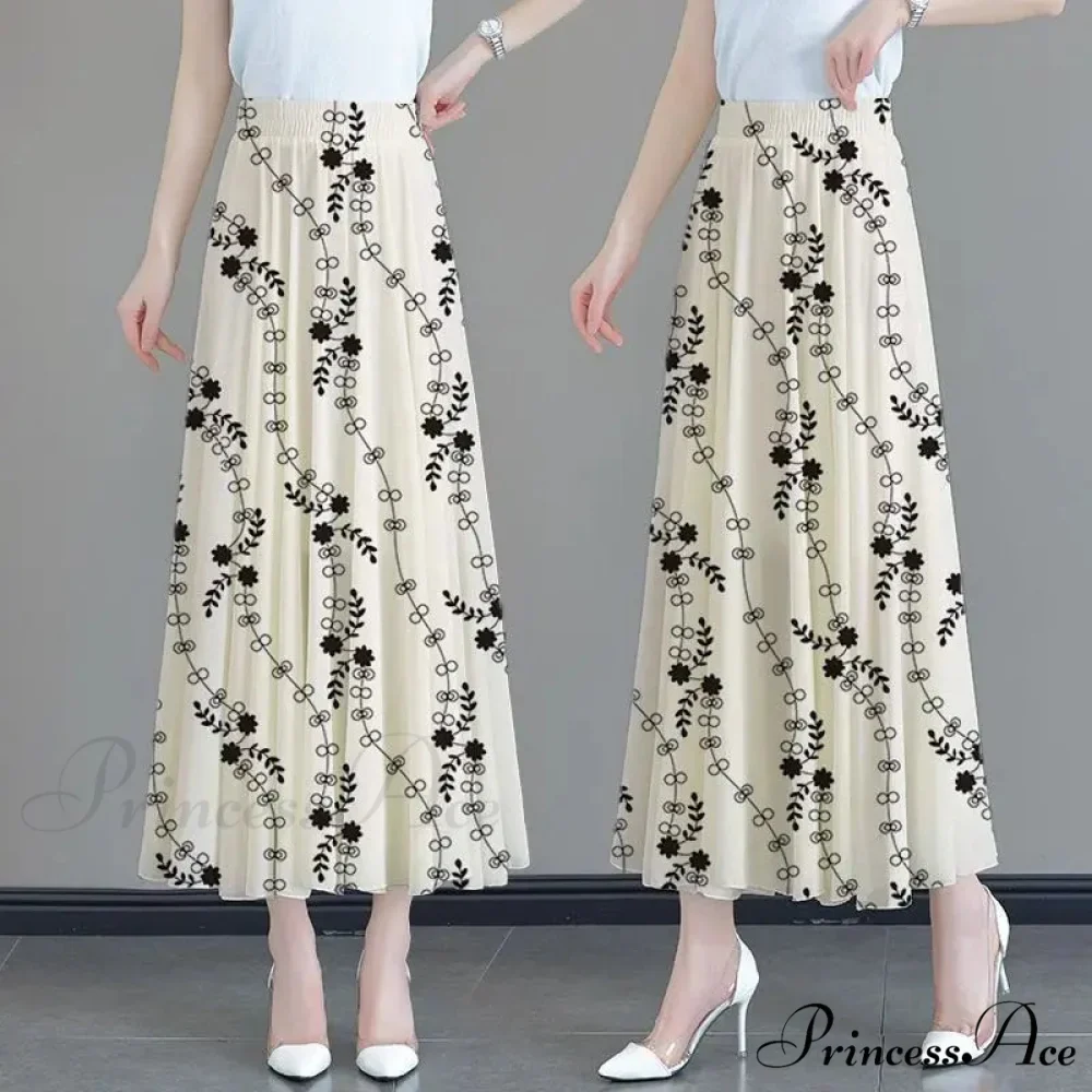 Flower Elevated Waist Patchwork Chiffon Seaside Skirt - Image 3