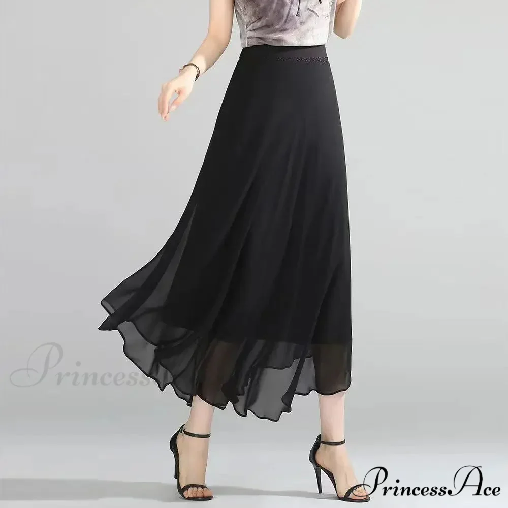 Flower Elevated Waist Patchwork Chiffon Seaside Skirt - Image 4