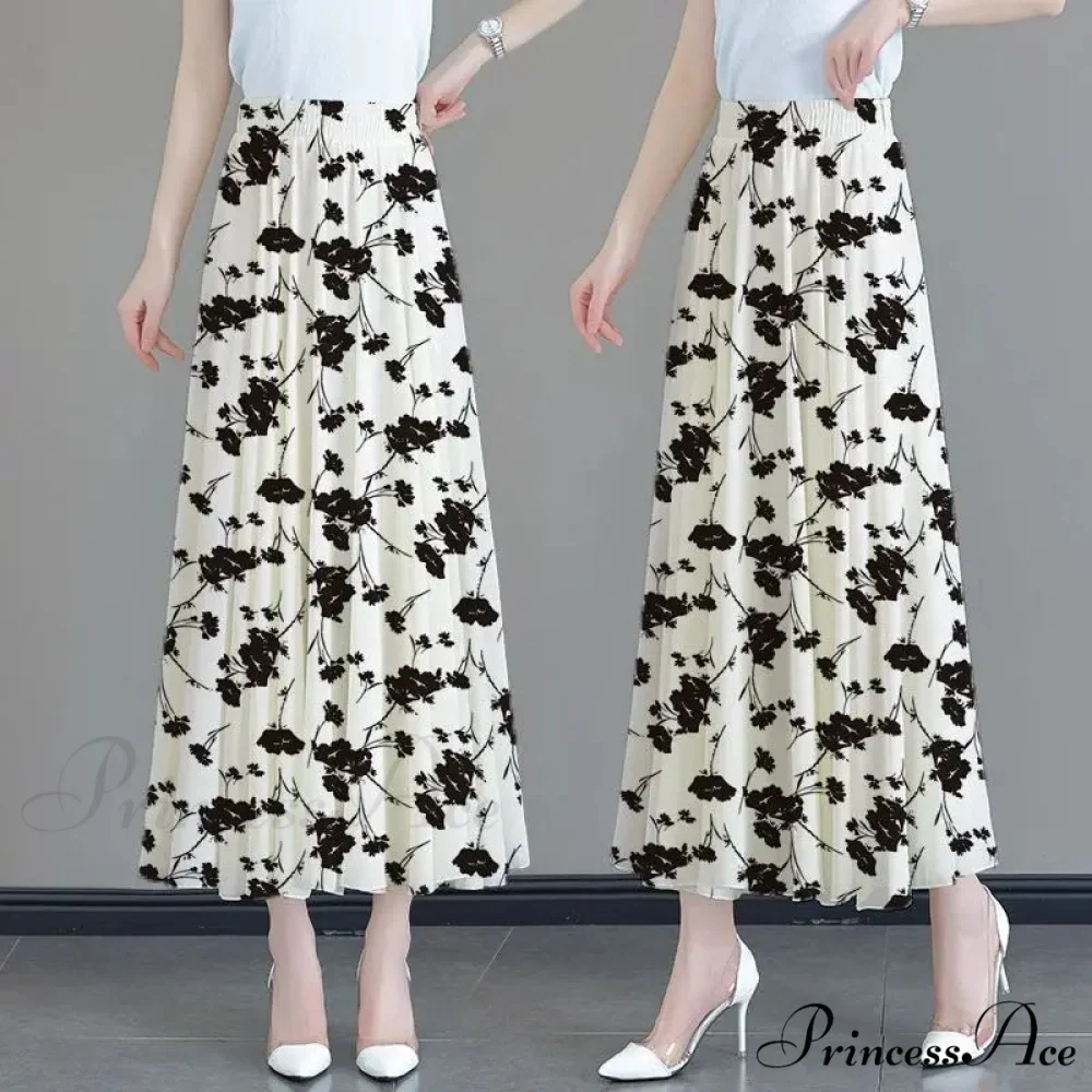 Flower Elevated Waist Patchwork Chiffon Seaside Skirt - Image 5