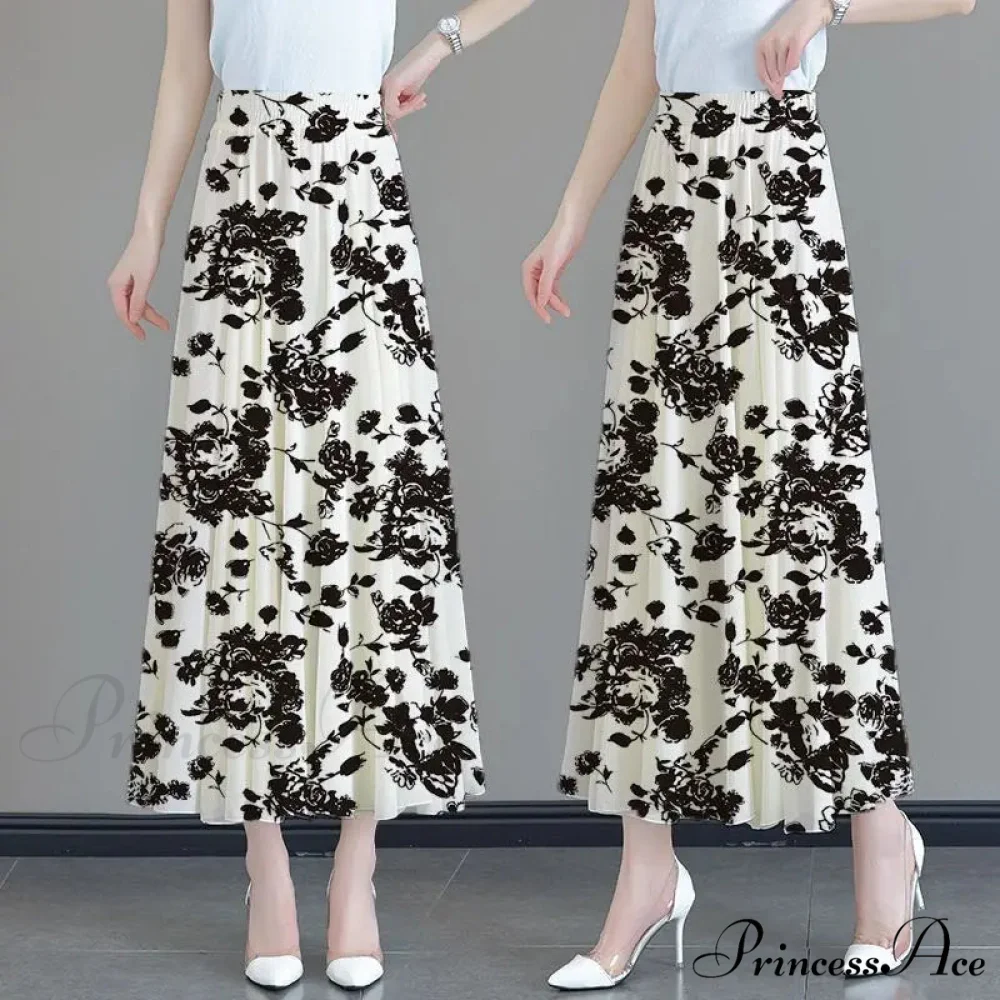 Flower Elevated Waist Patchwork Chiffon Seaside Skirt - Image 9