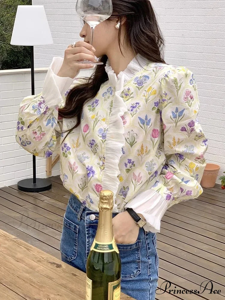 Flower Frilled Flare Sleeve Top - Image 2