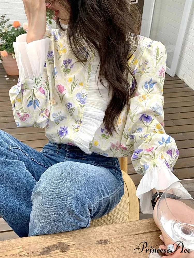 Flower Frilled Flare Sleeve Top - Image 5