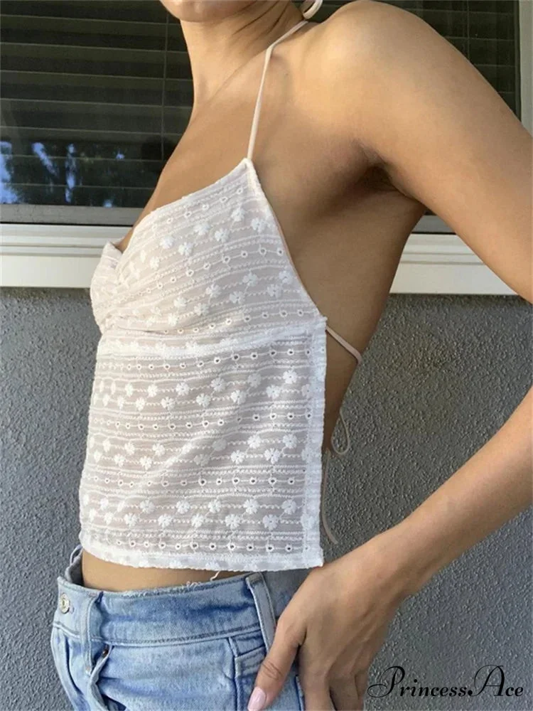 Flower Halter Open-back Y2K Fairycore Crop Tank Top - Image 4
