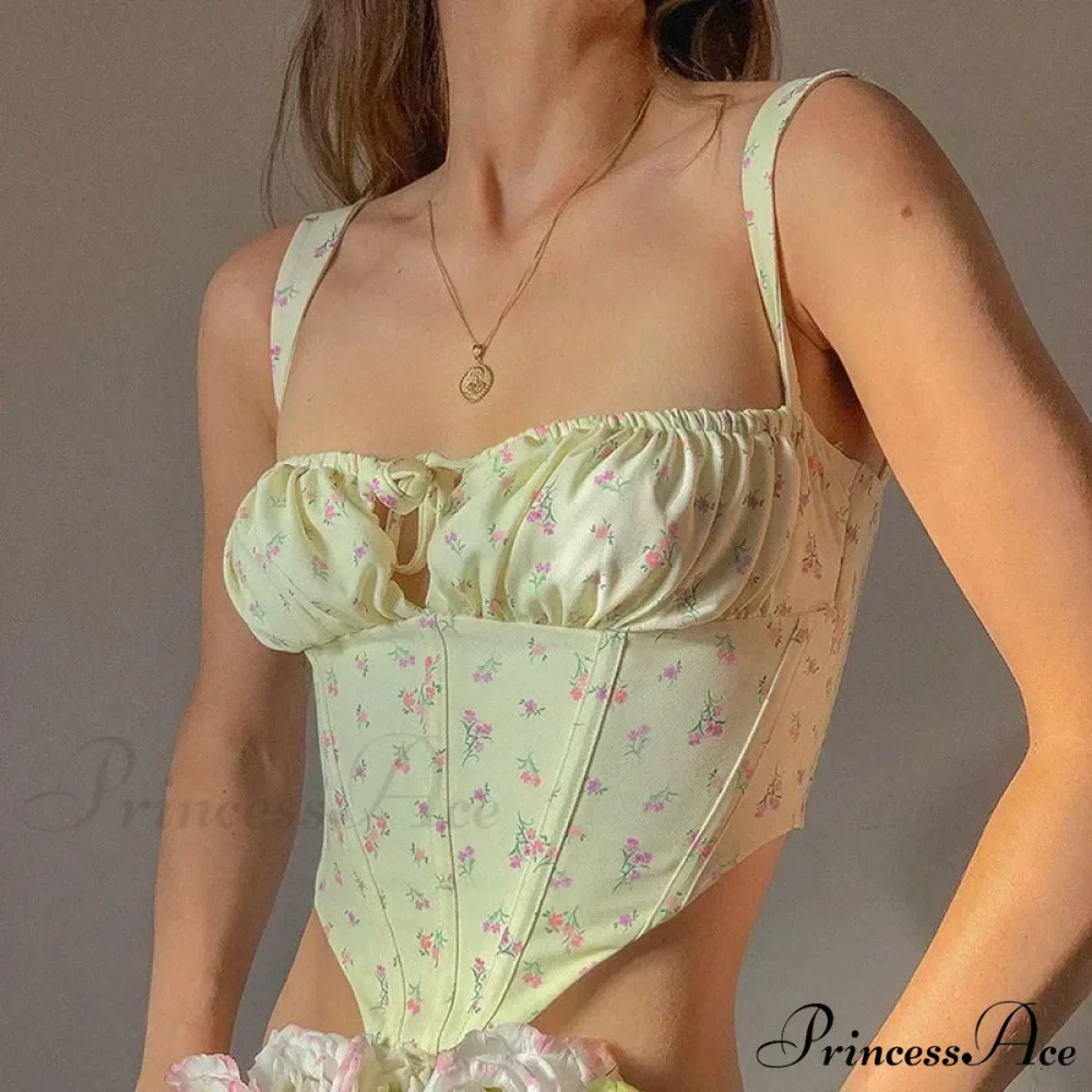 Flower Lace Gathered Tie Fitted Open Back Bustier - Image 2